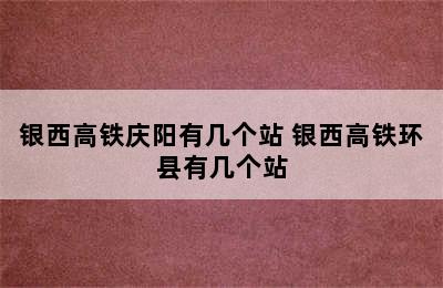 银西高铁庆阳有几个站 银西高铁环县有几个站